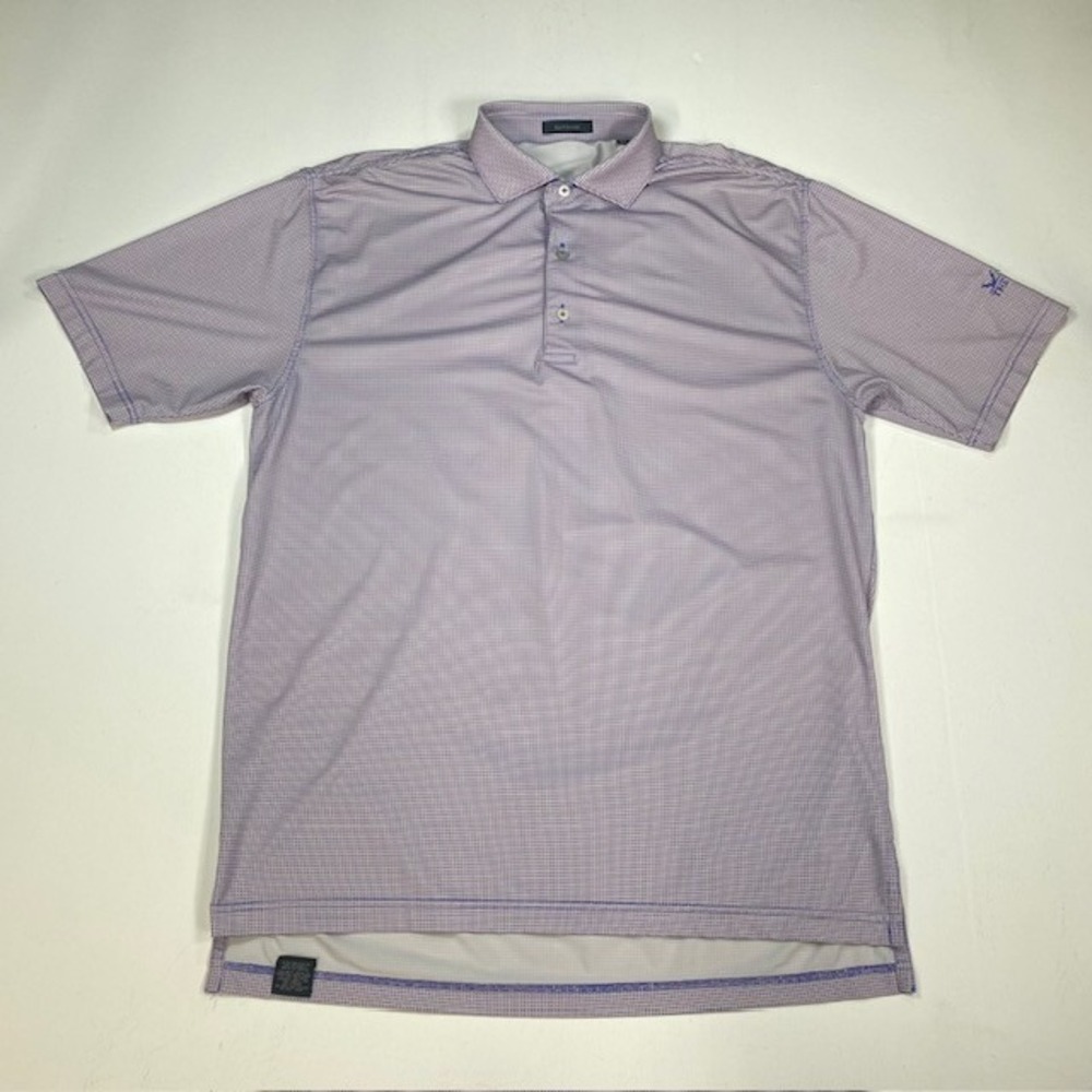 Turtleson Men Medium Purple Micro Check The Preserve Performance Golf Polo Shirt